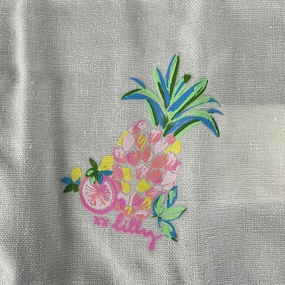 Lilly Pulitzer Printed 4 Piece Cocktail Napkin Set Pineapple Flamingo Floral - Picture 6 of 10